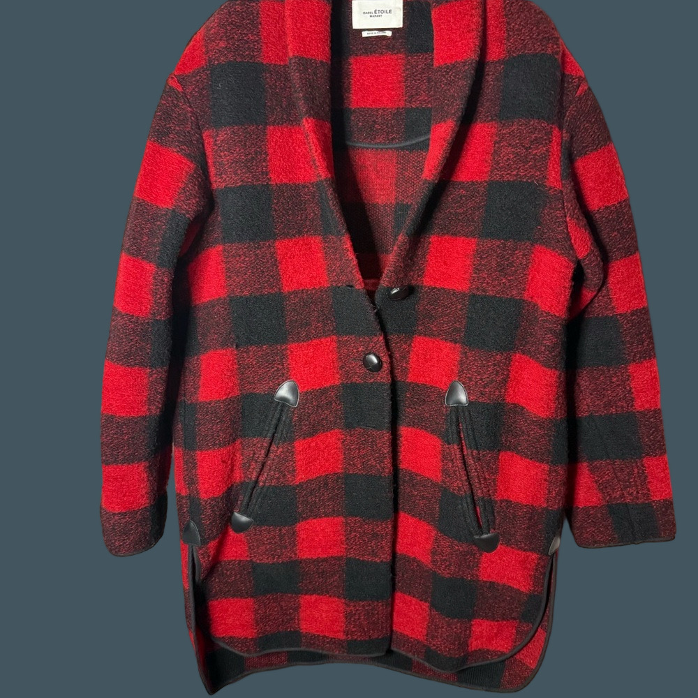 Isabel ETOILE Marant Women's Red and Black Plaid Jacket